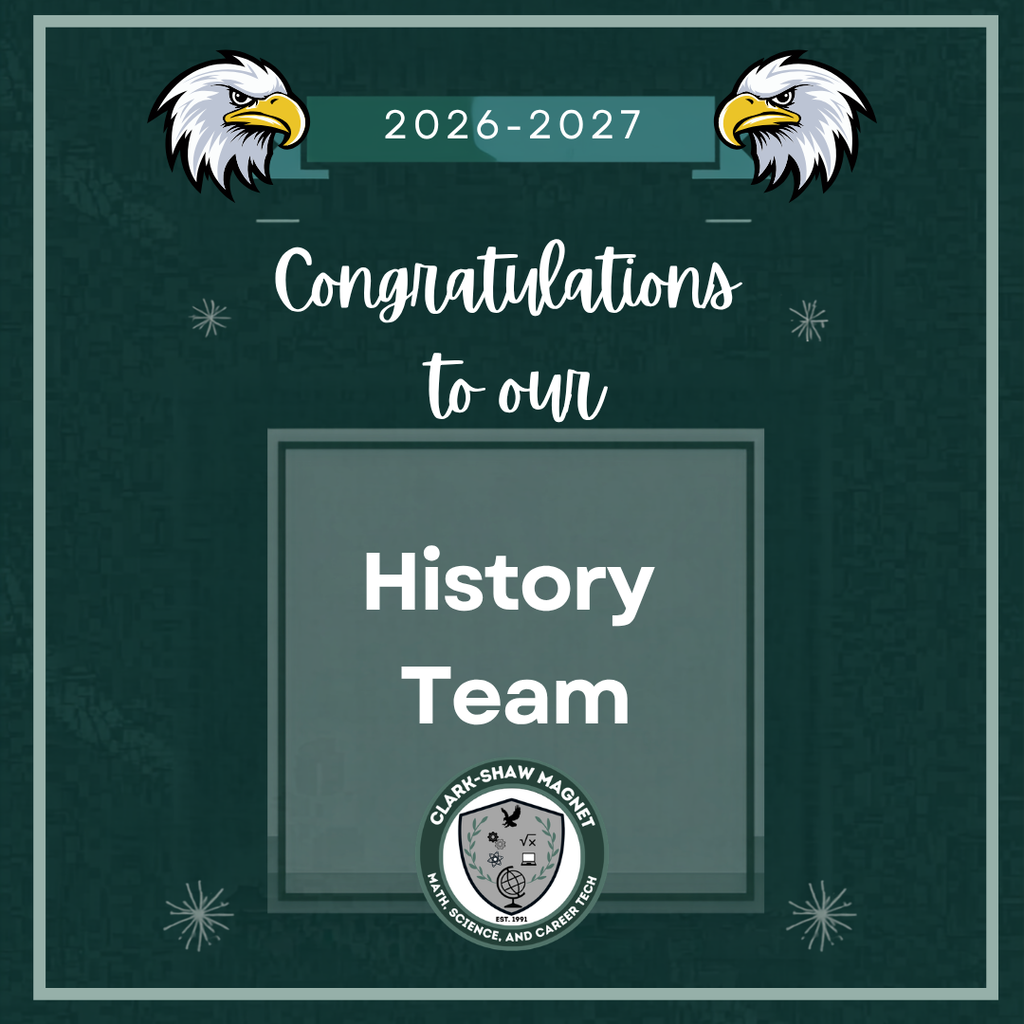 Graphic announcing the history team members- all information is listed in the text