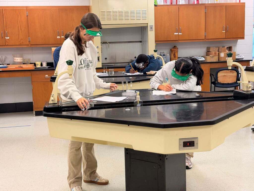 Students in Mrs. Peoples-Williams’ Chemistry class recently participated in an AMSTI lab focused on solubility.