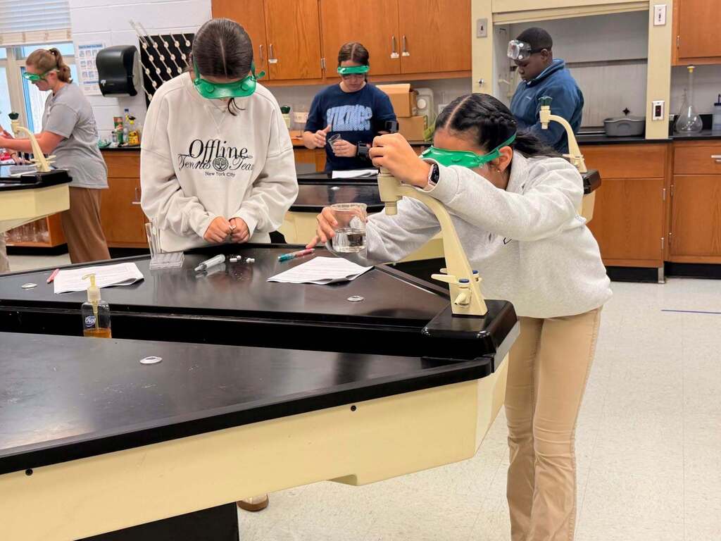 Students in Mrs. Peoples-Williams’ Chemistry class recently participated in an AMSTI lab focused on solubility.