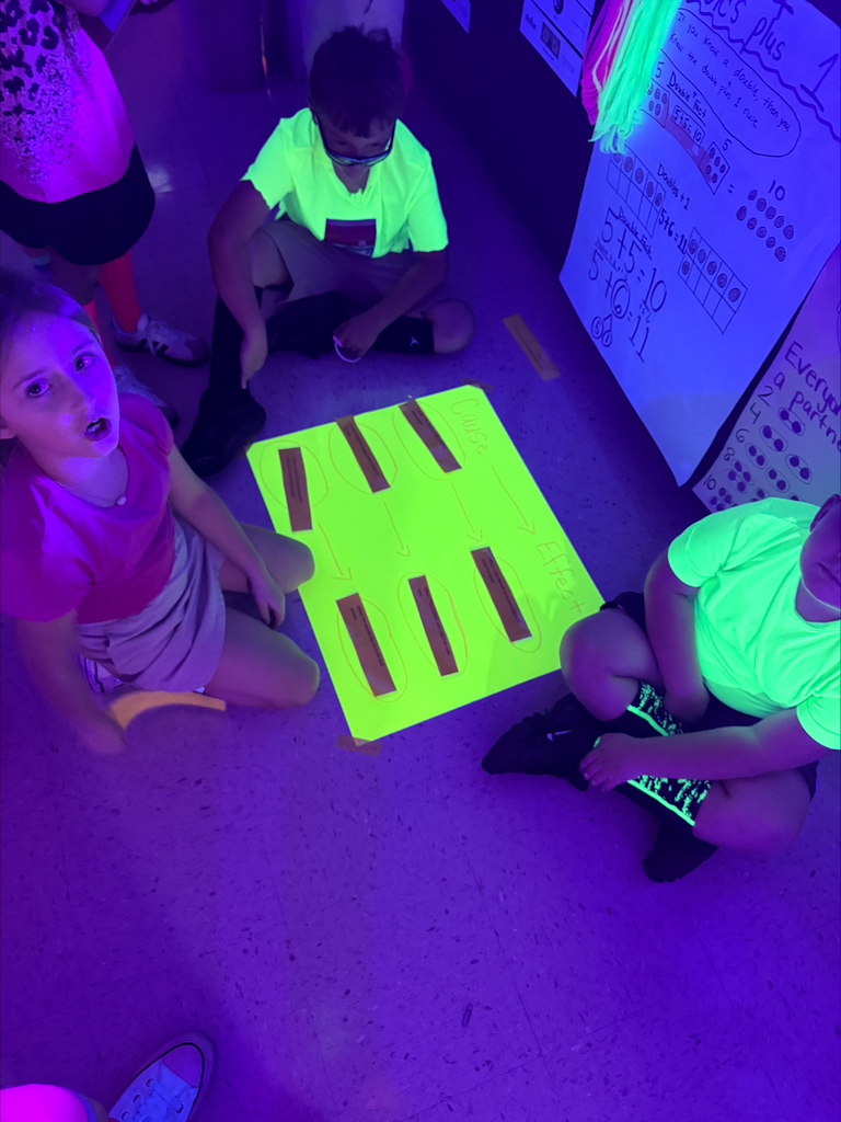 Ms. Weavers 2nd Grade class kicked off homecoming week for neon day and had a glow party! From activities to Cause and Effect, Compare and Contrasts, Words sorts, Write the room, Fact fluency with Tic Tac Toe, Bowling with subtraction 10 facts, and building three digit numbers, these students really made our classroom shine and grow❤️