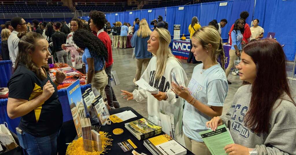 Senior students attending the MCPSS College Fair at USA Mitchell Center.