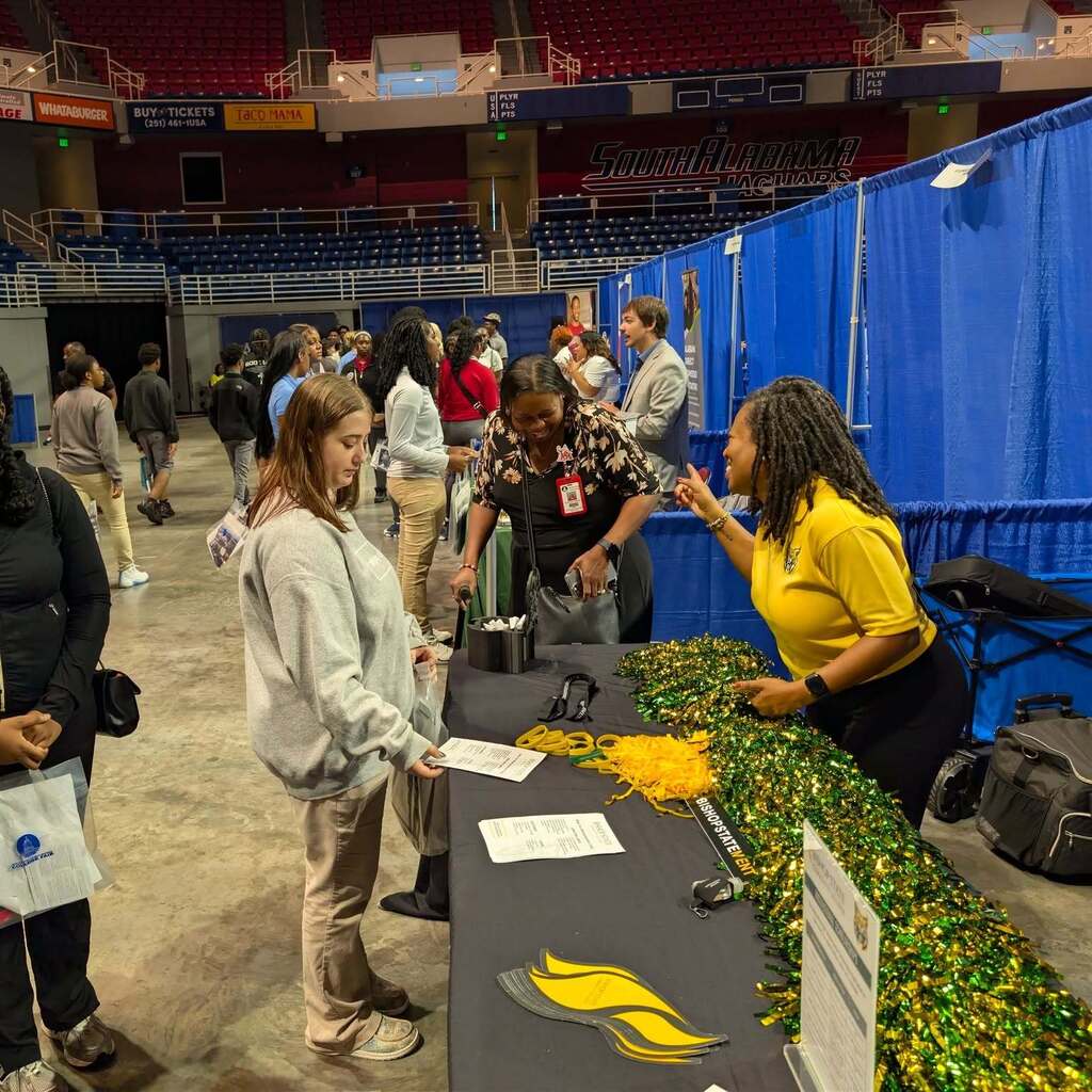 Senior students attending the MCPSS College Fair at USA Mitchell Center.