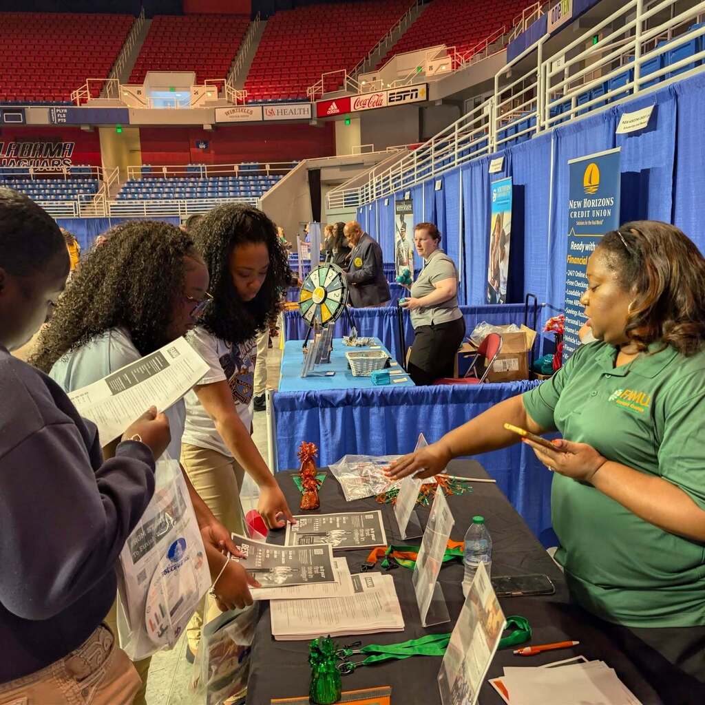 Senior students attending the MCPSS College Fair at USA Mitchell Center.