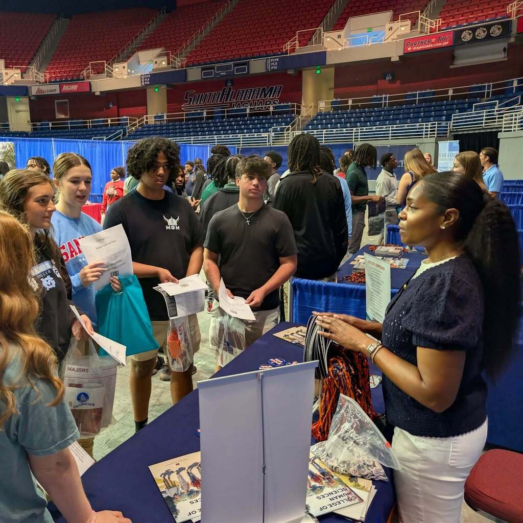 Senior students attending the MCPSS College Fair at USA Mitchell Center.