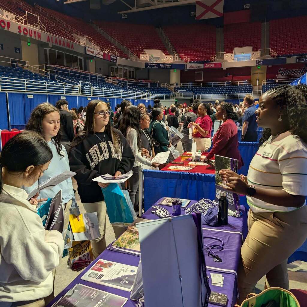 Senior students attending the MCPSS College Fair at USA Mitchell Center.