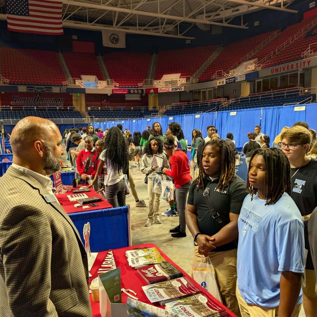 Senior students attending the MCPSS College Fair at USA Mitchell Center.
