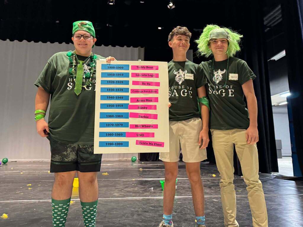 The Academy of Business Management Leadership Pathway students participate in a House Hype event.