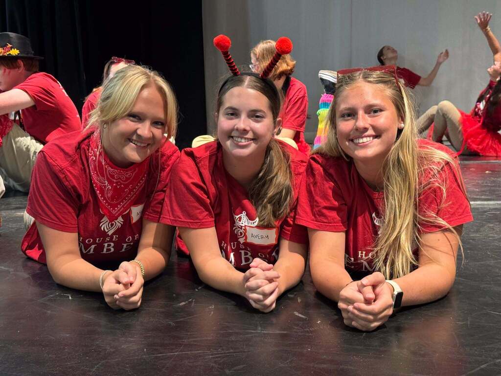 The Academy of Business Management Leadership Pathway students participate in a House Hype event.
