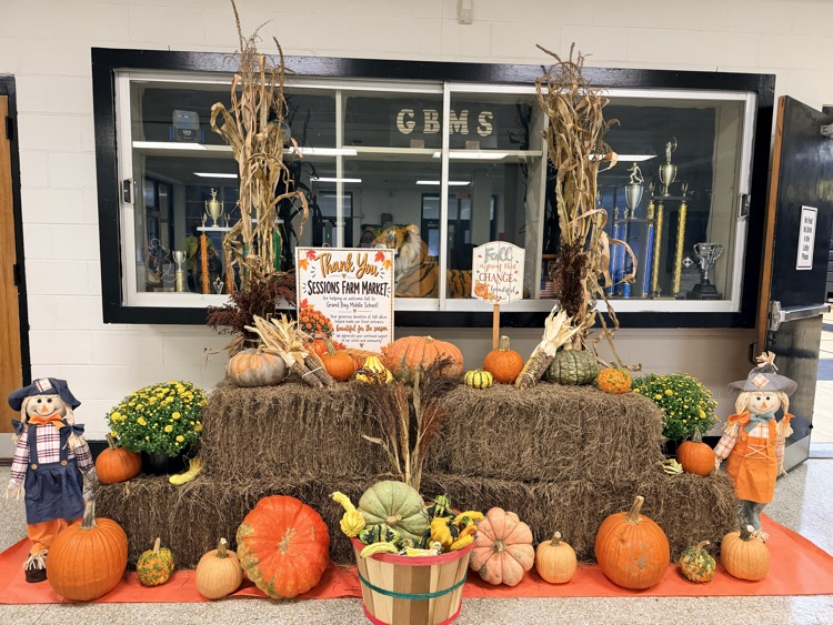 fall display with pumpkins