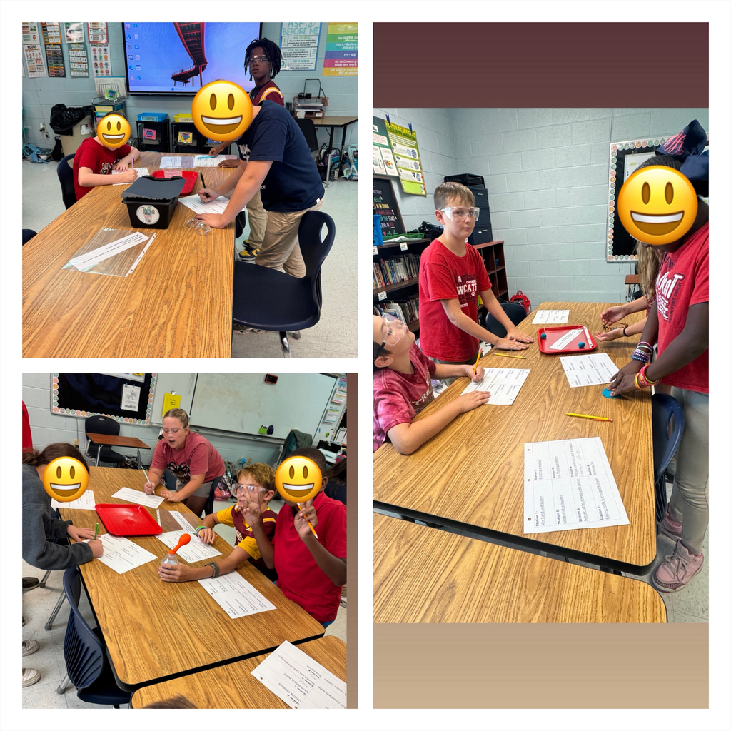 Ms. Lowe's science classes participated in a Chemical and Physical Changes experiment day! Students worked in groups and rotated around the room to 8 stations determining if what they were seeing and doing was a physical change of matter or a chemical change!