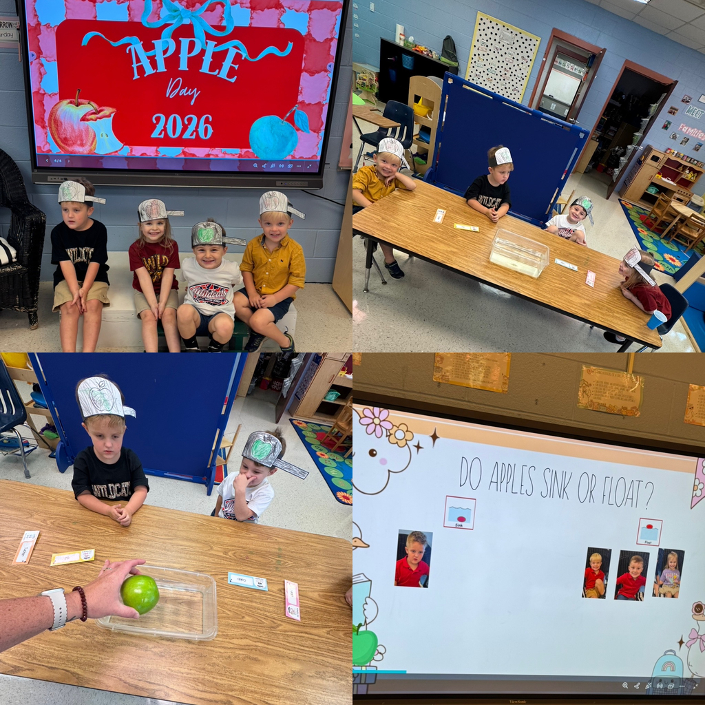 Mrs. Gibbs Class celebrated Apple Day by learning about Johnny Appleseed, experimenting to see if an apple sinks or floats, tasted a green apple and followed directions by making "apple pie in a cup"