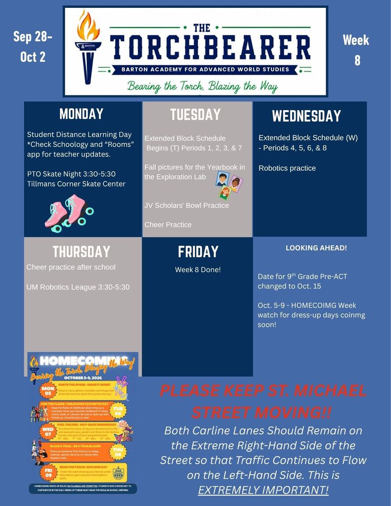 Barton Academy Week 8 Events