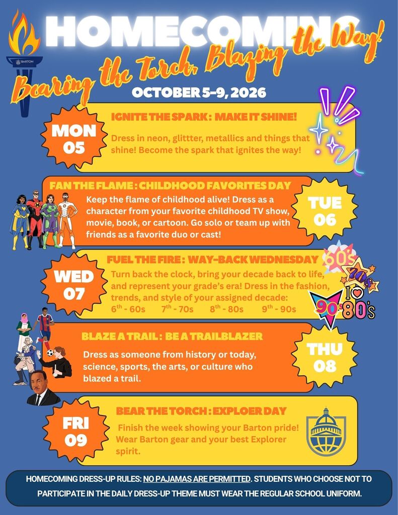 Barton Homecoming Dress-Up Days 2026