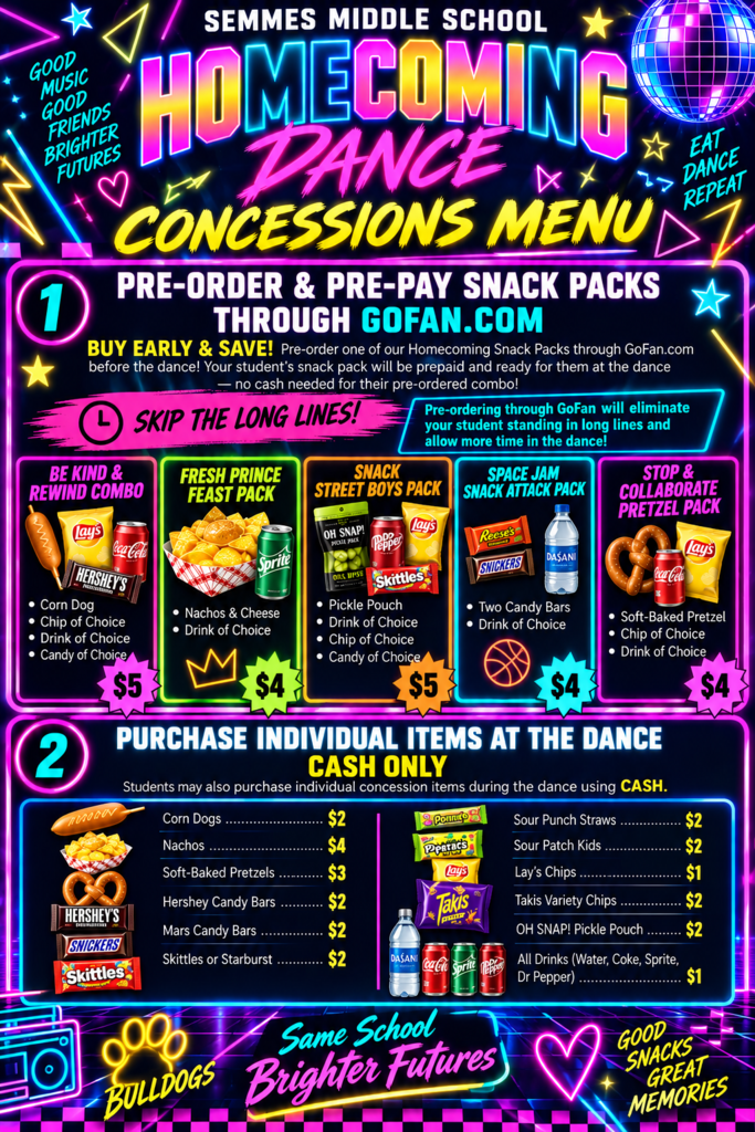 SMS Homecoming Menu 2026