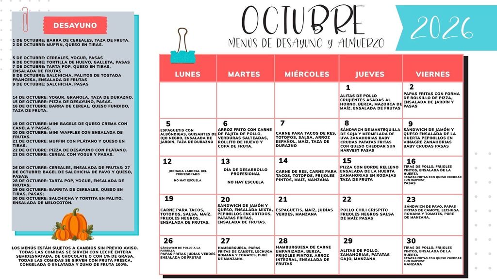 Calendar for October 2021 with text in Spanish, featuring days of the week, numbers, and icons.