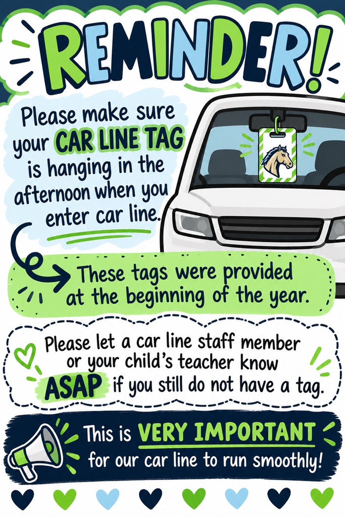 decorative flyer about having car line tags hanging