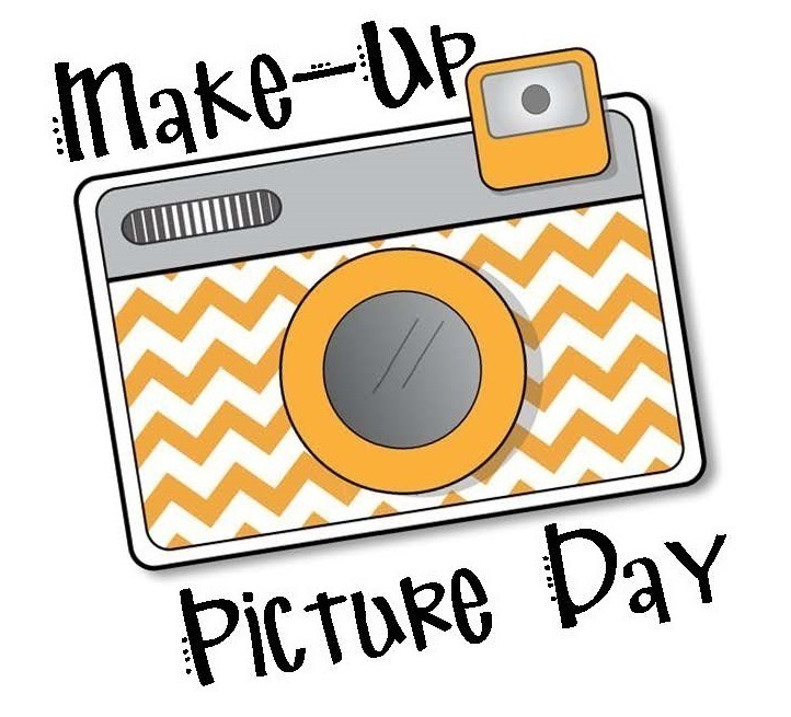 An orange and white camera with the words "Make-Up Picture Day."