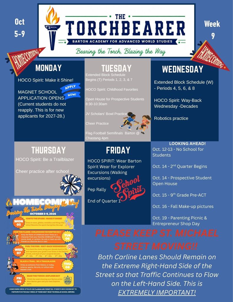 Barton Academy Week 9 Events
