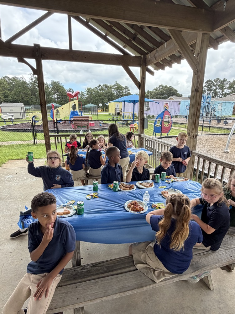 students enjoying perfect attendance lunch