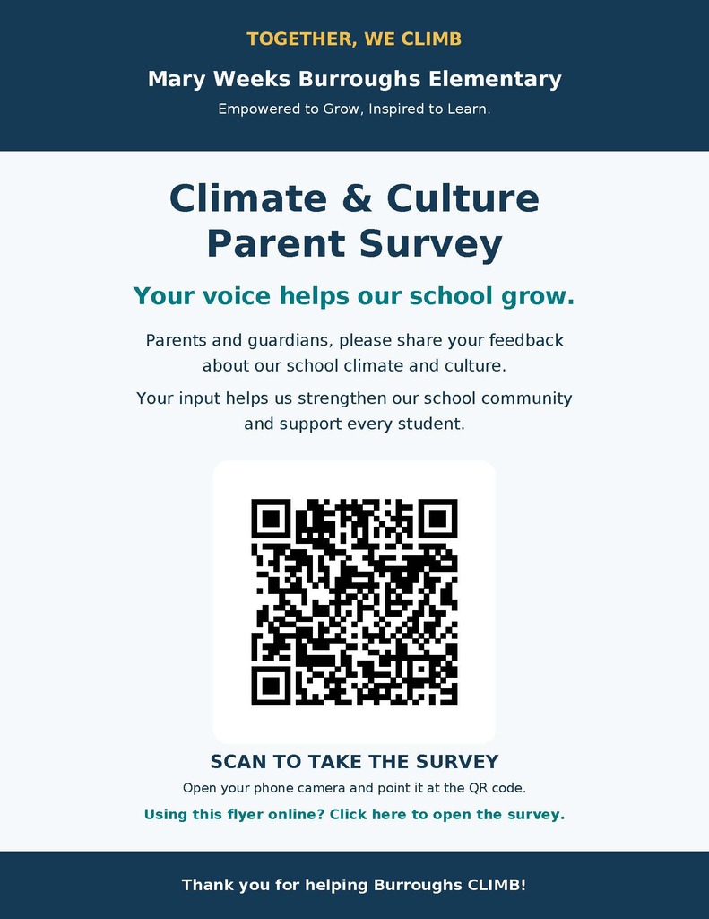 A QR code to scan for access the school climate and culture survey.