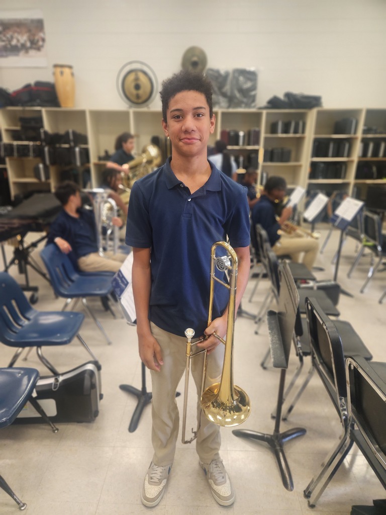 Band Student with a trombone.