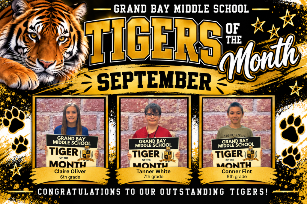 Tigers of the Month of September Claire Oliver, Tanner White, and Conner Fint