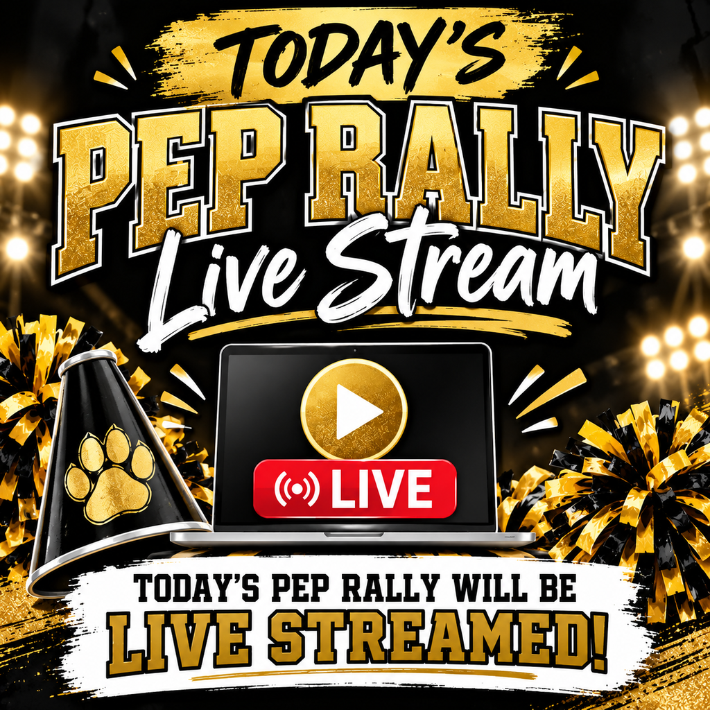 Today's Pep Rally will be live streamed at Youtube.com/@GrandBayMiddleSchool