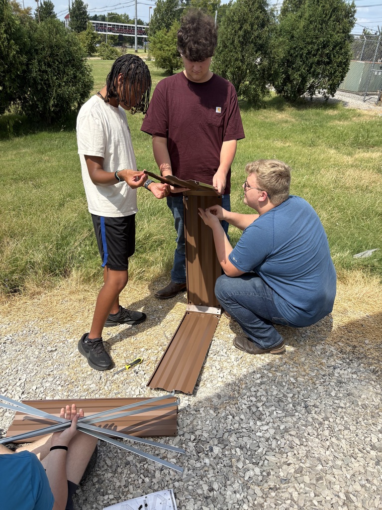 students building a flower box