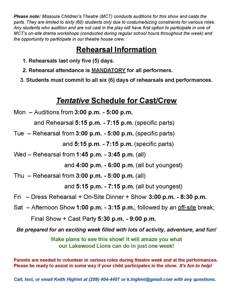 Red Riding Hood Auditions