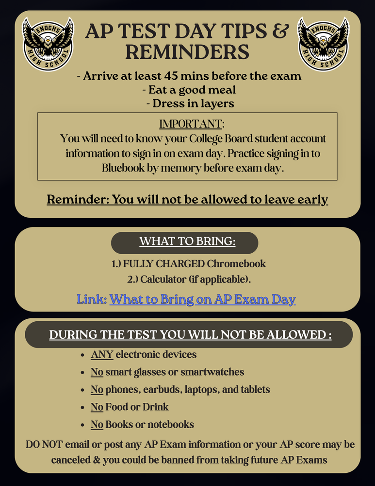 AP Test Day Tips & Reminders