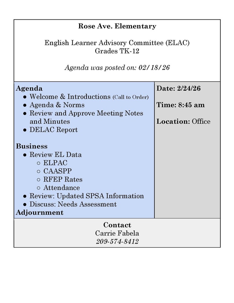 ELAC Meeting Flyer 2/24/26