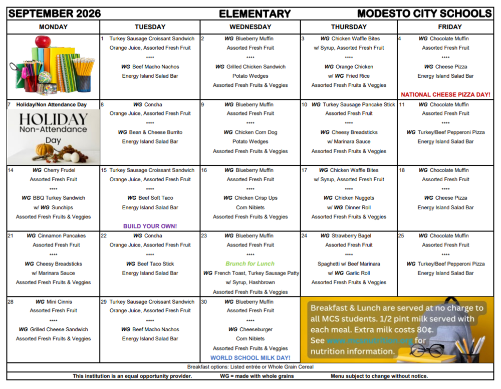 september lunch menu