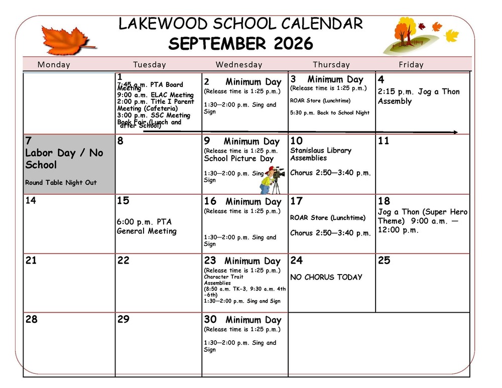 September Calendar