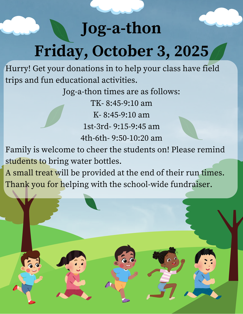 Jog a thon October 3rd