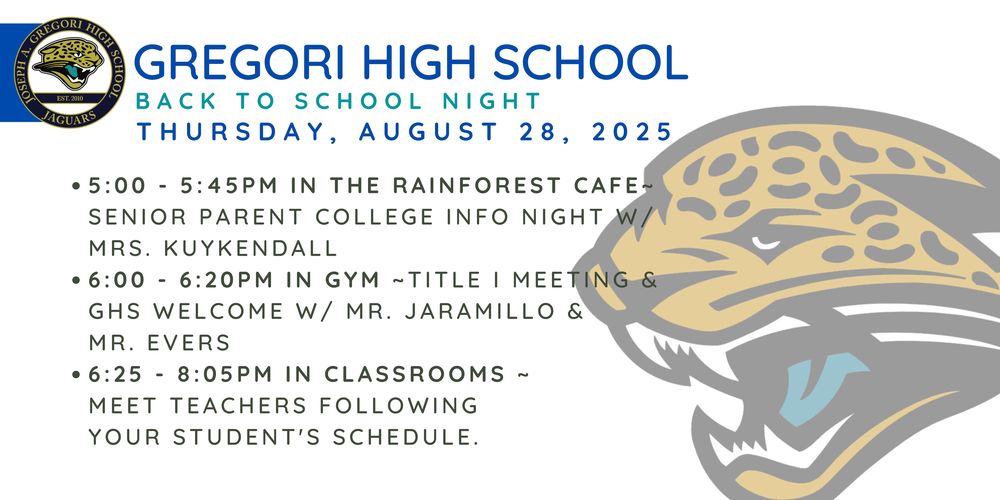 Back to School Night - August 28