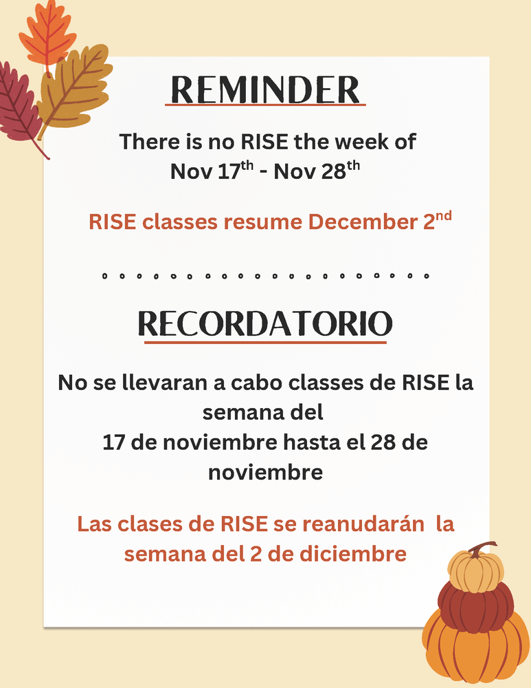 NO RIse the weeks of Nov 17th -28th