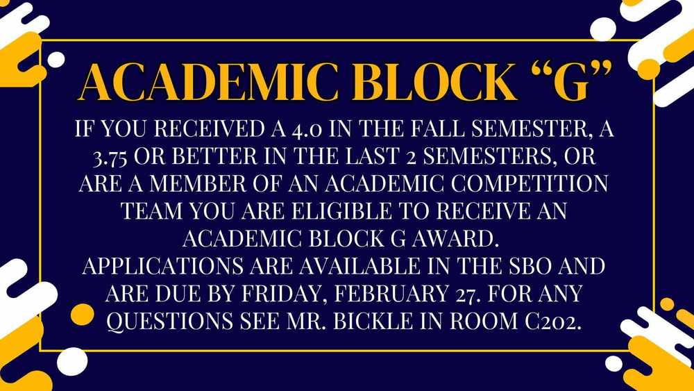 Block G Announcement