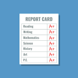 Picture of report card with grades
