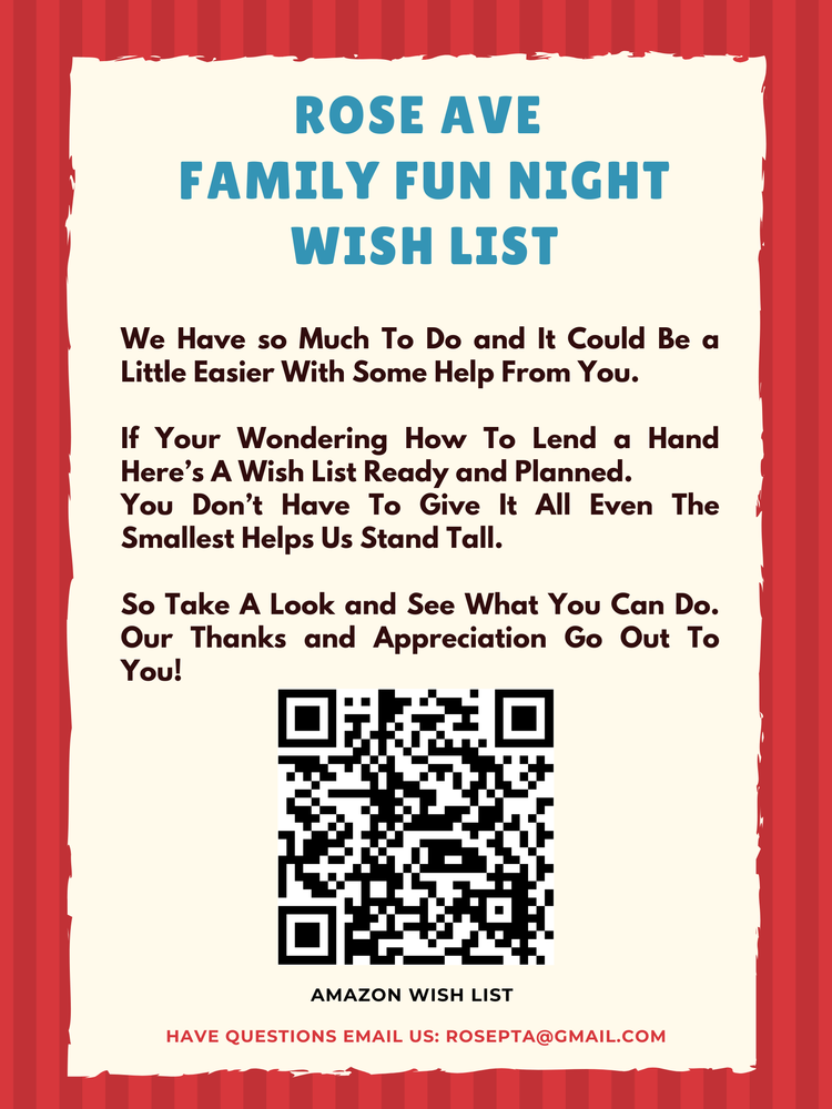 Family Fun night items needed
