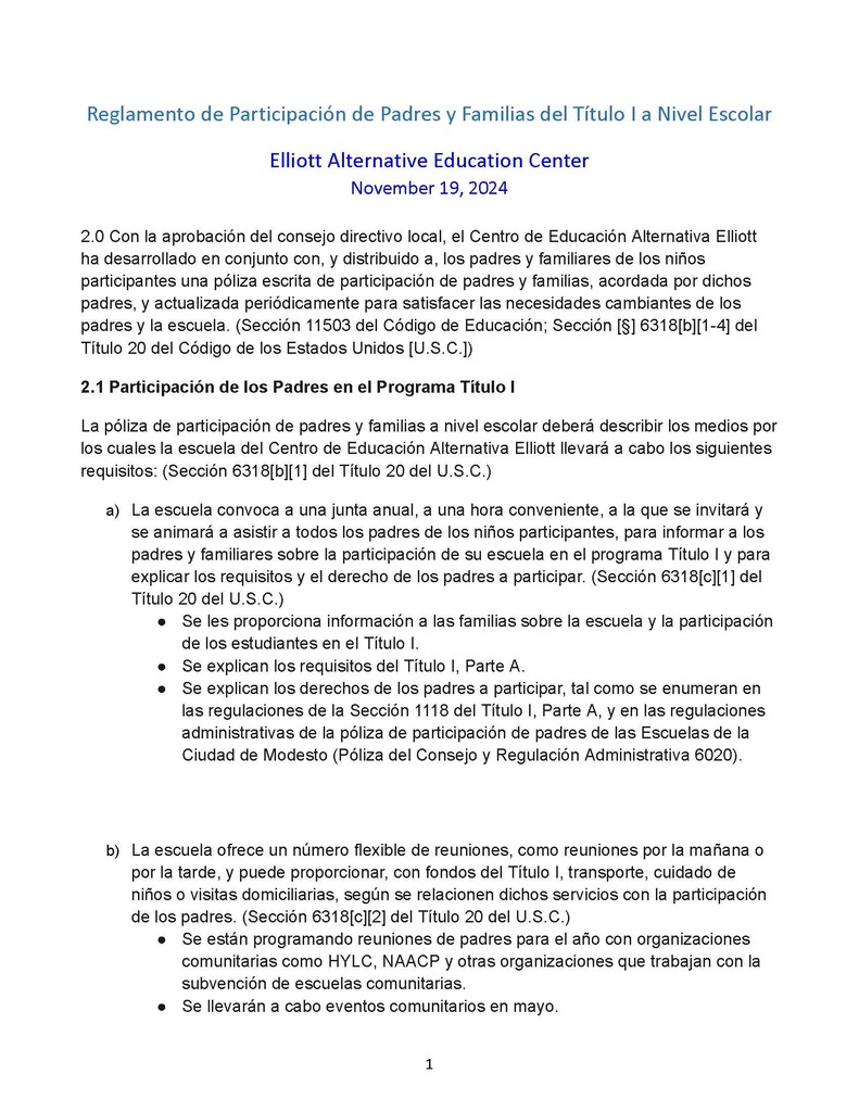 Elliott Alternative Education Center School-Parent Compact & Pledges are now accessible on the website! For ease, you can also find them here.