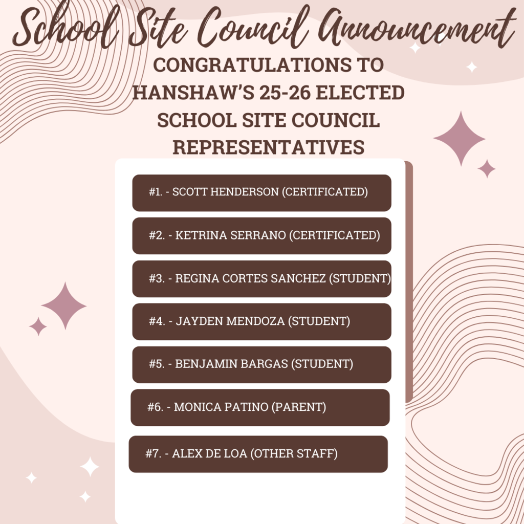 Elected School Site Council Members 25-26
