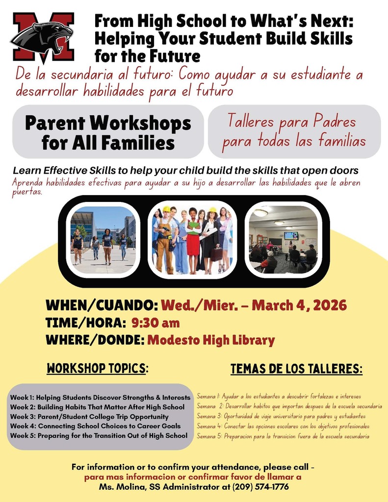 Parent workshop flyer in english and spanish