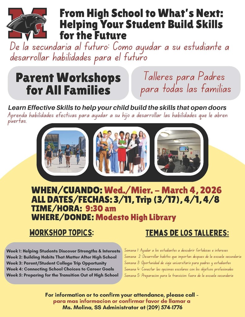 Parent workshop flyer in english and spanish