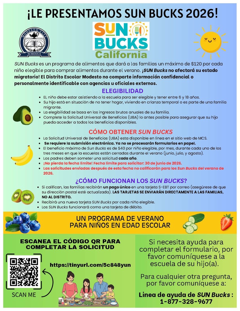 Sun Bucks Flyers (English and Spanish)