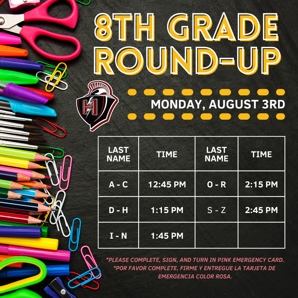 8th Grade Round Up Schedule