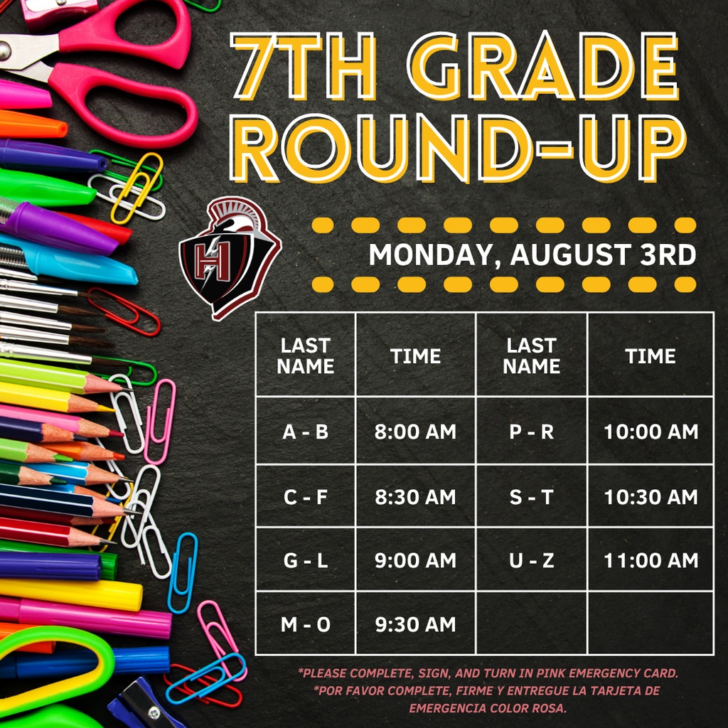 7th Grade Round Up Schedule