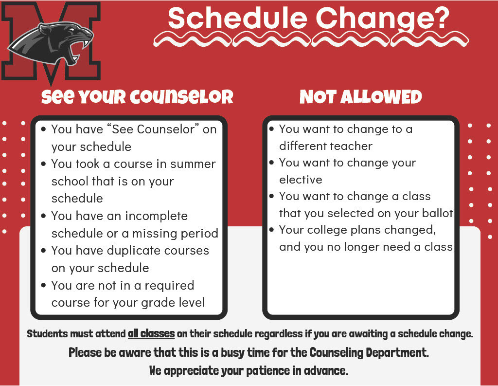 Schedule Changes