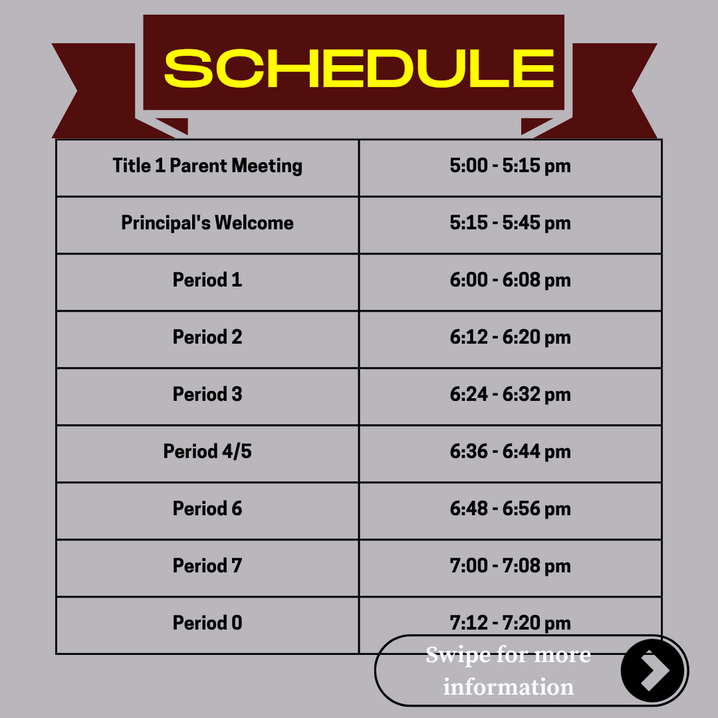 Back to School Night Schedule