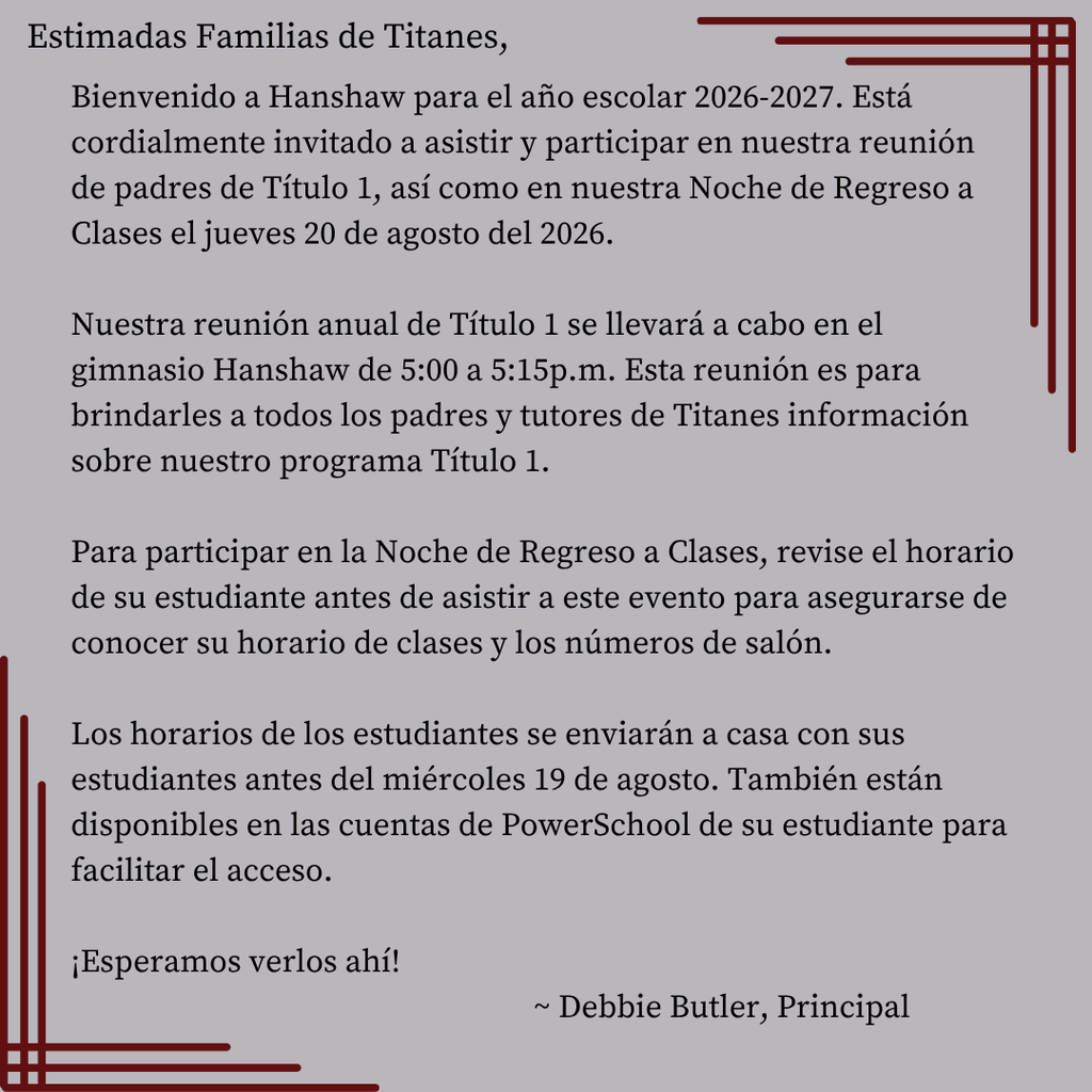 Back to School Night Message Spanish