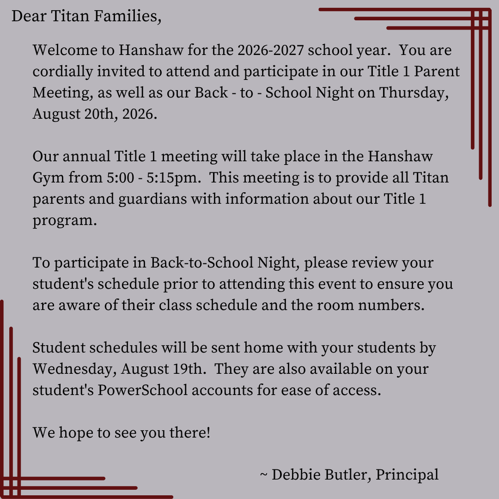 Back to School Night Message